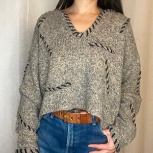Vintage Jeffrey Rogers Wool Blend Cropped Oversized Sweater Small Medium Retro